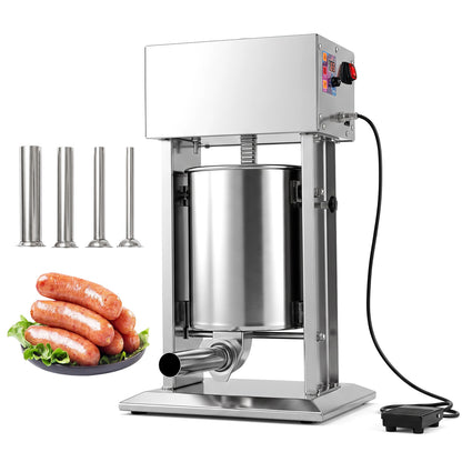 10L Electric Sausage Stuffer with 4 Tubes & Foot Pedal