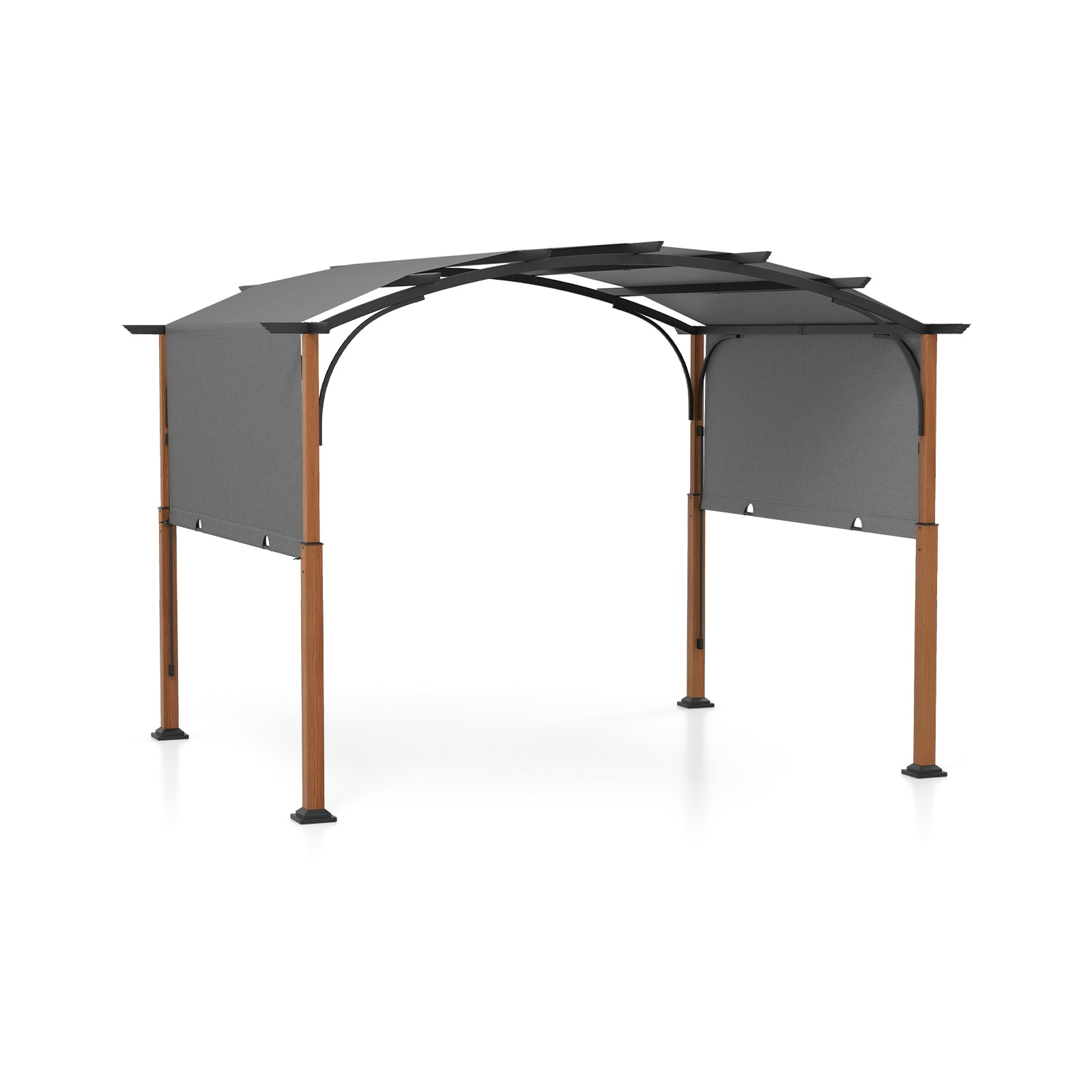 10 x 12 FT Outdoor Retractable Pergola with Retractable Canopy for Patio-Gray - Gray