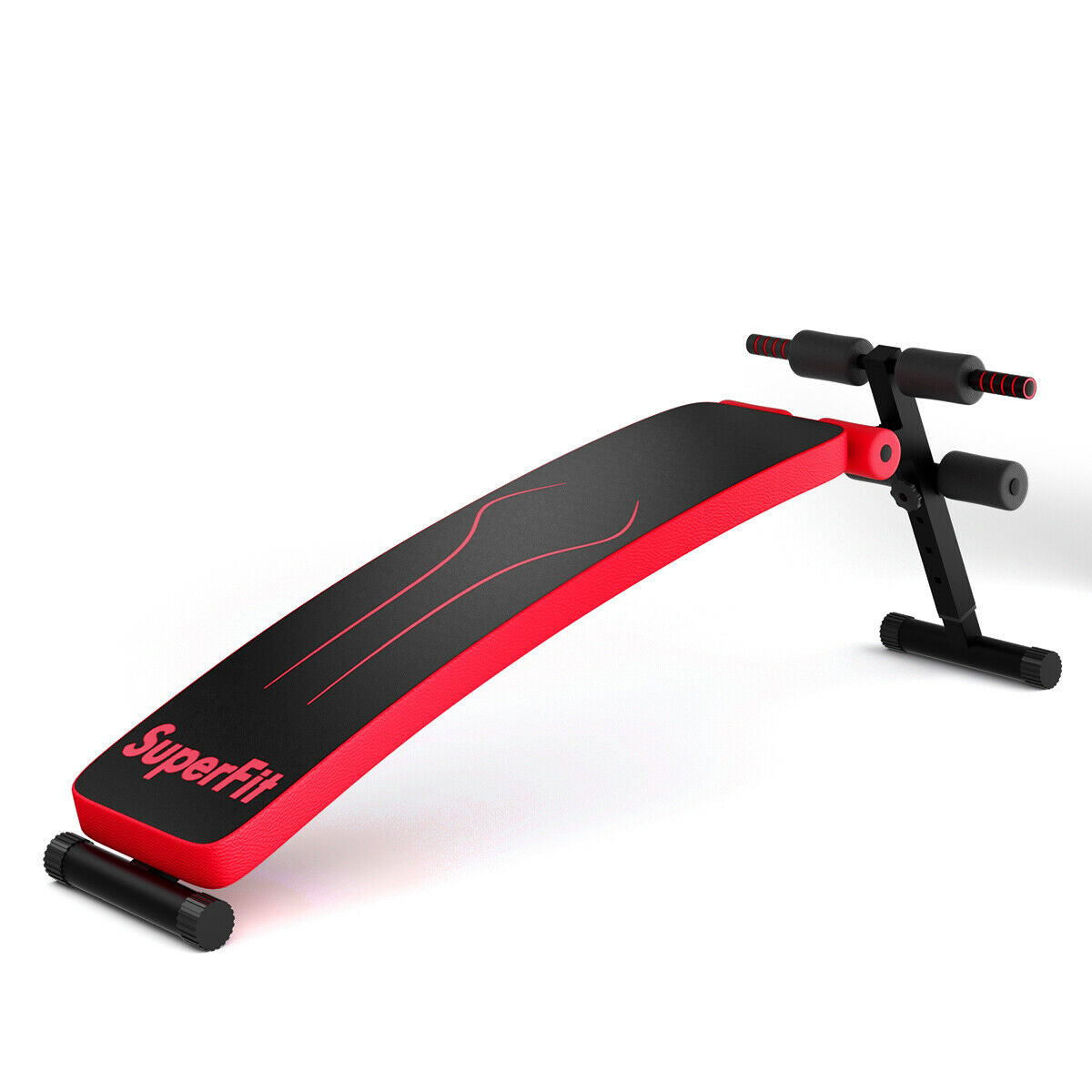 Folding Weight Bench Adjustable Sit-up Board Workout Slant Bench-Red - Red