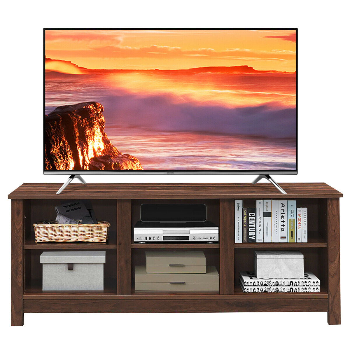60 Inch Entertainment TV Stand Cabinet-Brown