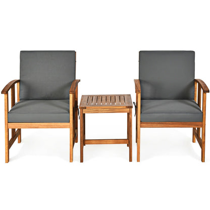 3PC Solid Wood Outdoor Patio Sofa Furniture Set