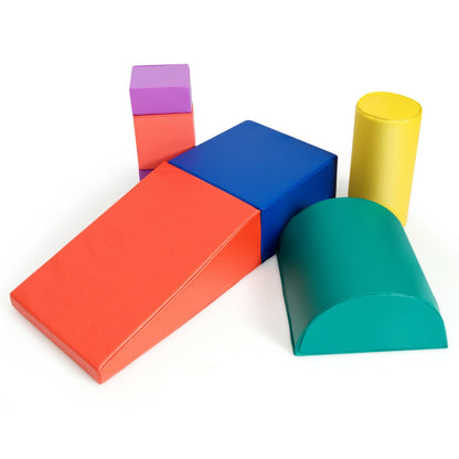 6 Piece Climb Crawl Play Set Indoor Kids Toddler -Red - Red