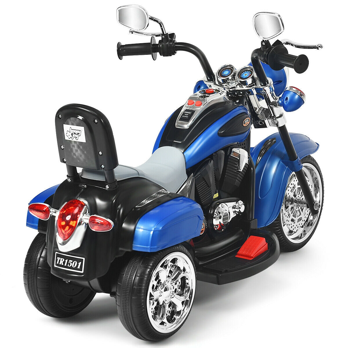 6V Powered Toddler 3-Wheel Motorbike Ride On Toy with Horn and Headlight-Black and White