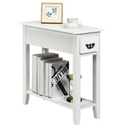 2 Tier End Bedside Sofa Side Table Narrow Nightstand-White