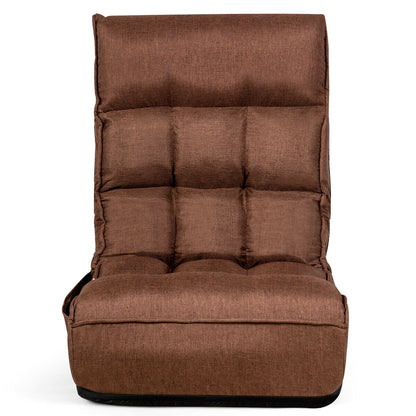 4-Position Adjustable Floor Chair Folding Lazy Sofa-Coffee