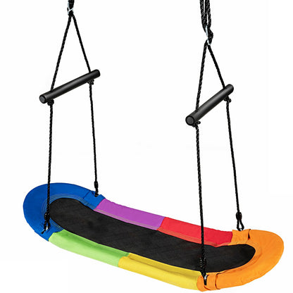 Saucer Tree Swing Surf Kids Outdoor Adjustable Oval Platform Set with Handle-Color - Color