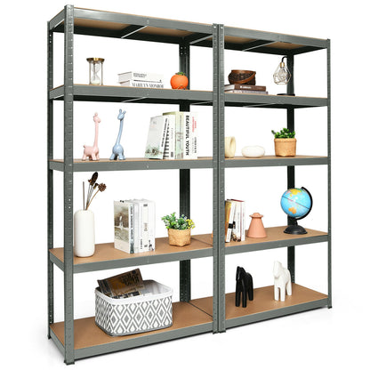 2 Pcs Storage Shelves Garage Shelving Units Tool Utility Shelves-Gray