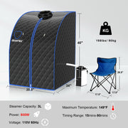 Portable Personal Steam Sauna Spa with 3L Blast-proof Steamer Chair