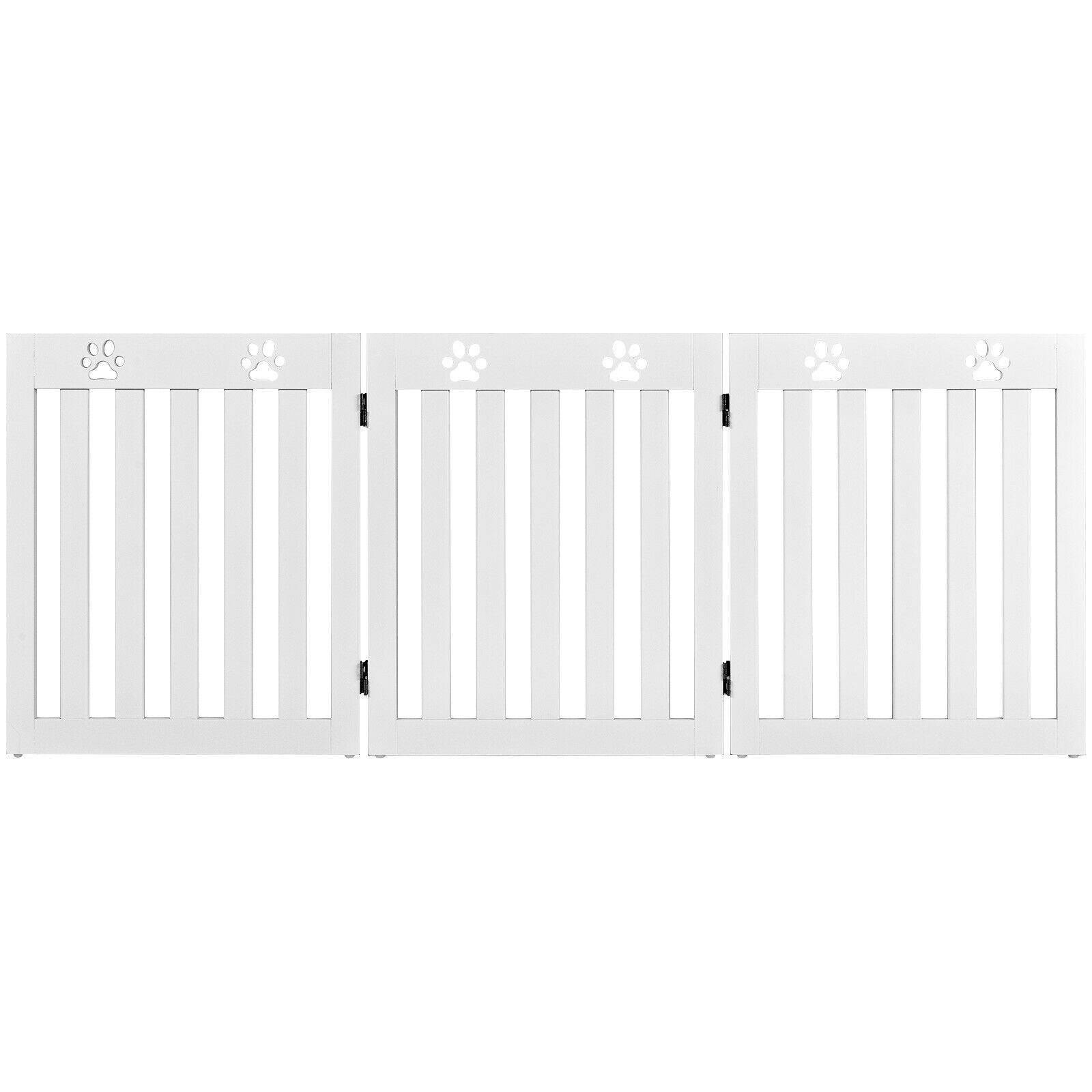 24 Inch Folding Wooden Freestanding Dog Gate with 360¬∞ Flexible Hinge for Pet-White