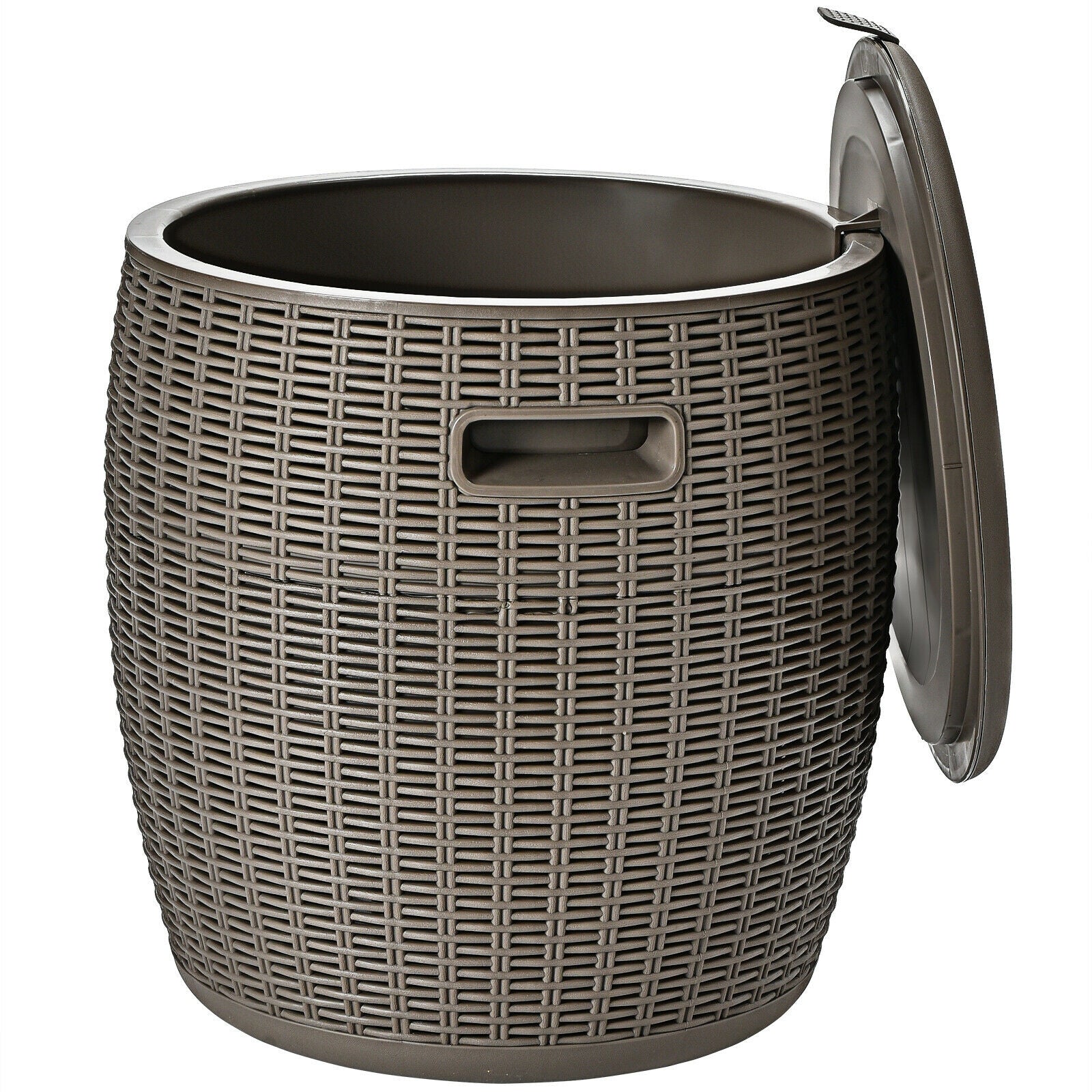9.5 Gallon 4-in-1 Patio Rattan Cool Bar Cocktail Table Side Table-Black - Brown