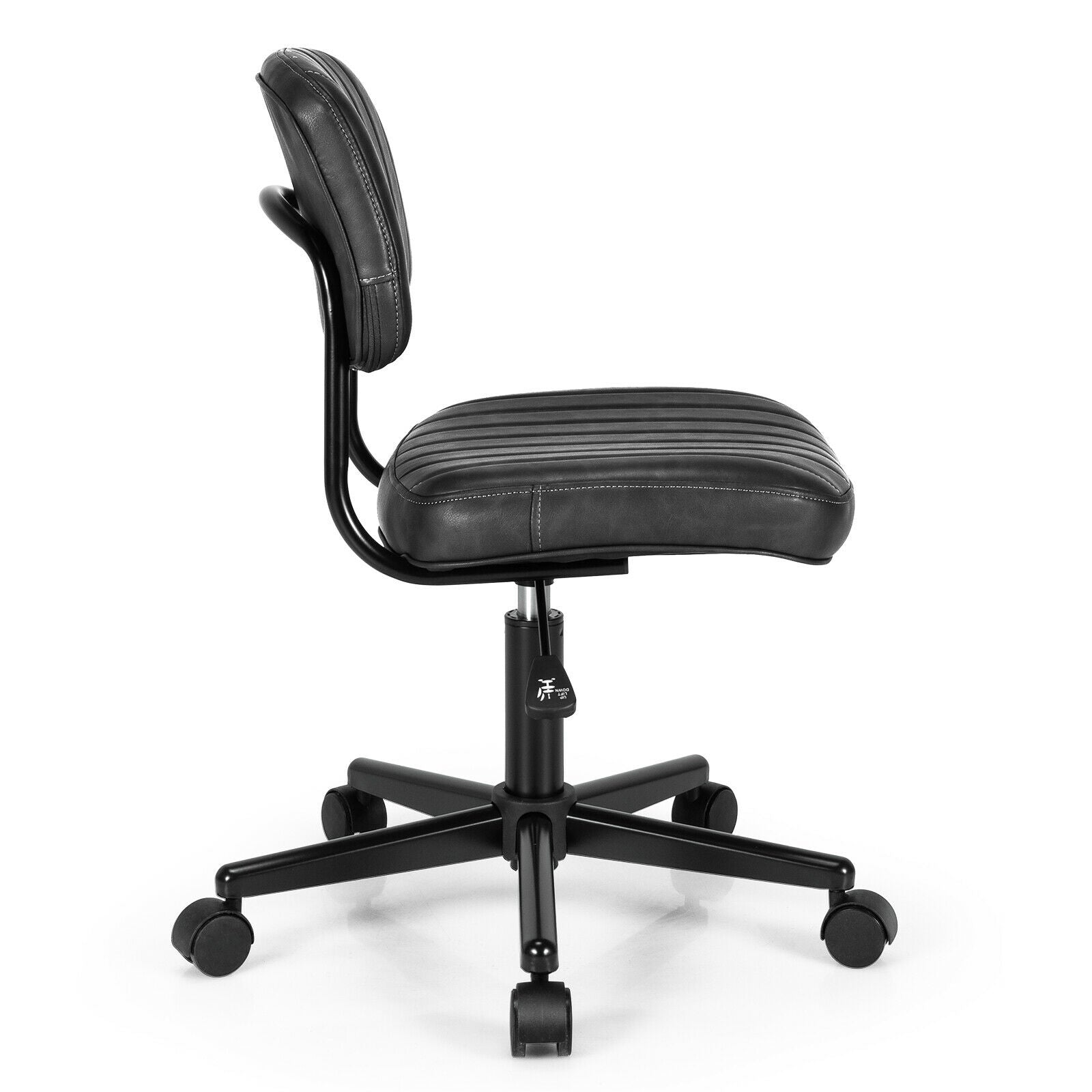 PU Leather Adjustable Office Chair Swivel Task Chair with Backrest-Black