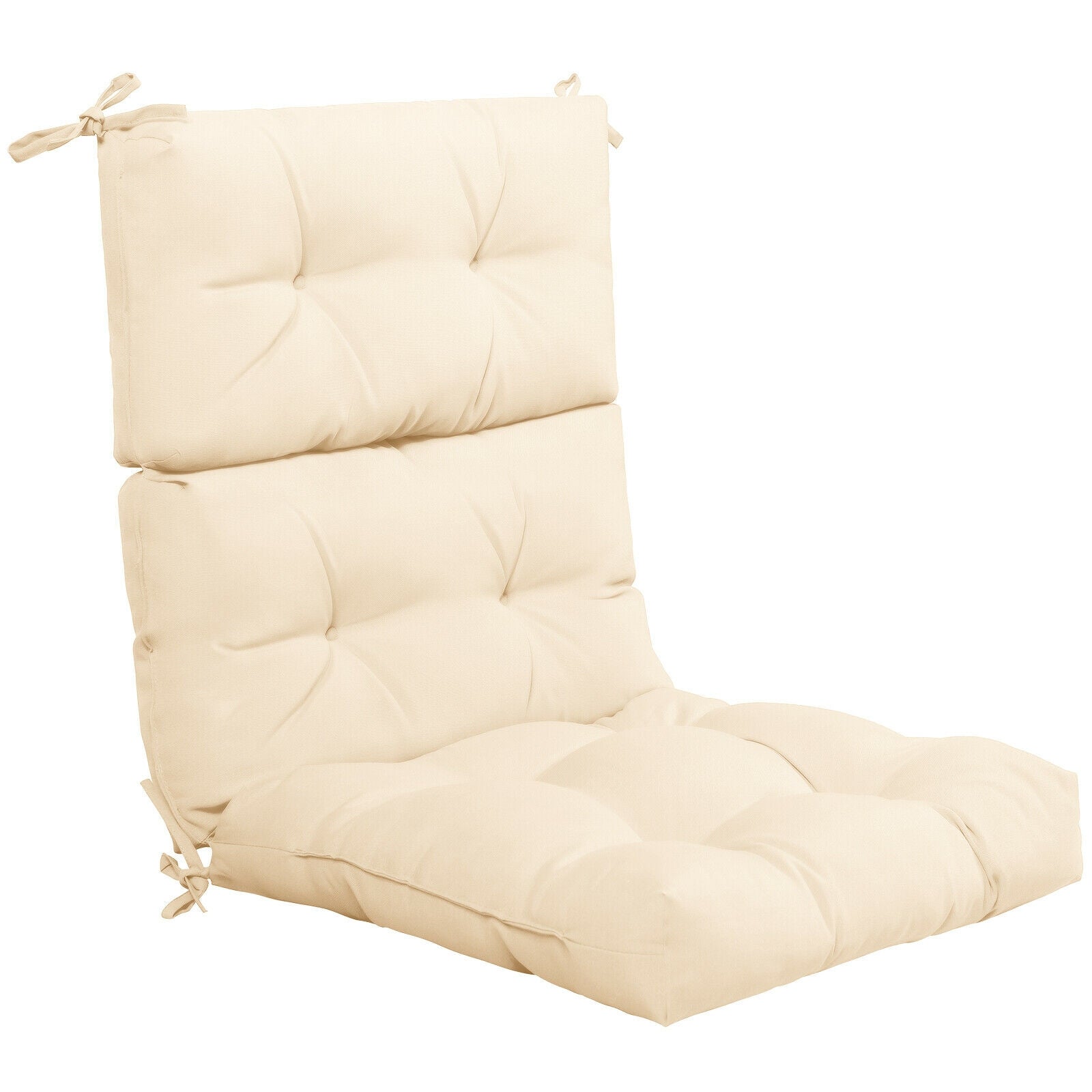 22 x 44 Inch Tufted Outdoor Patio Chair Seating Pad-Gray - Beige