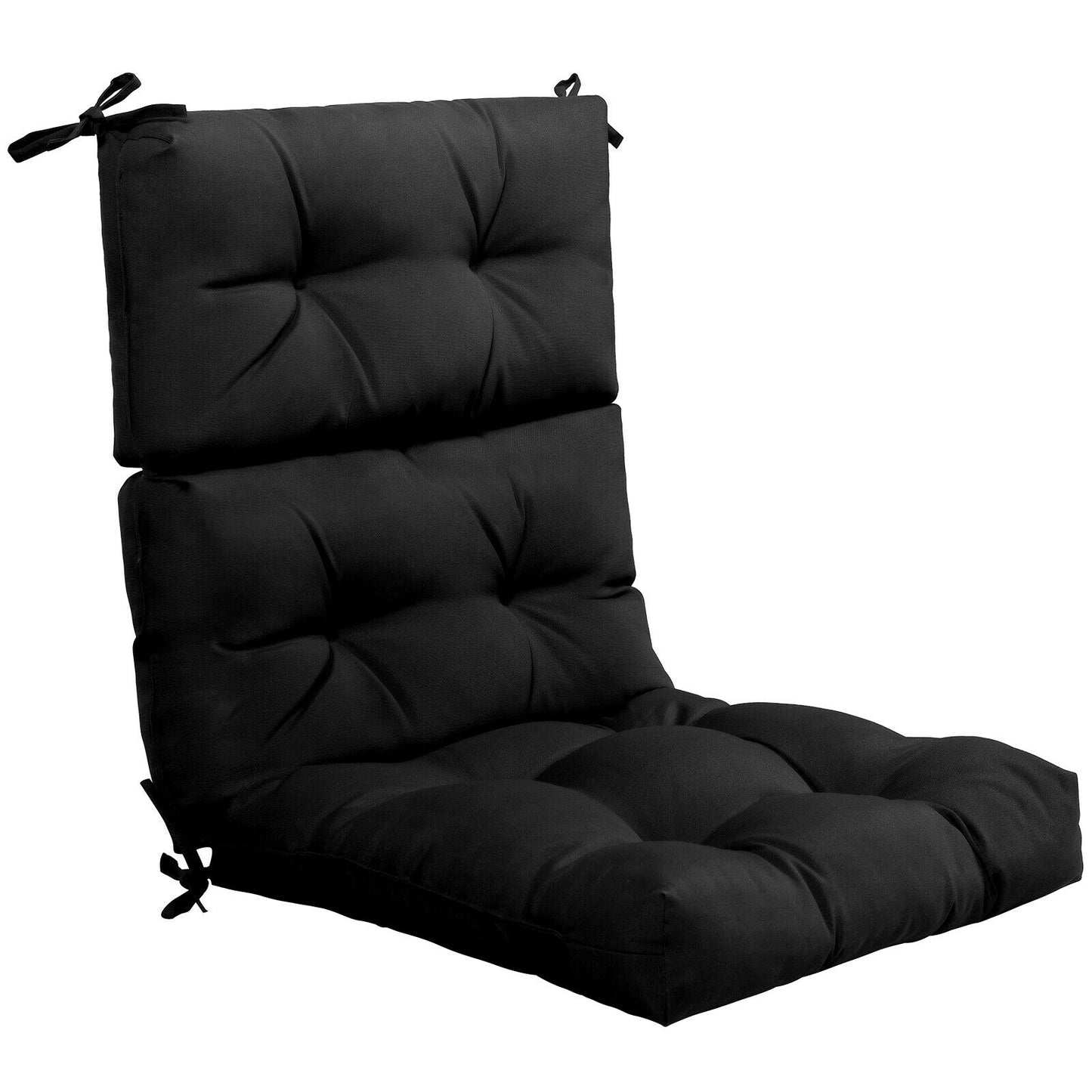 22 x 44 Inch Tufted Outdoor Patio Chair Seating Pad-Gray - Black