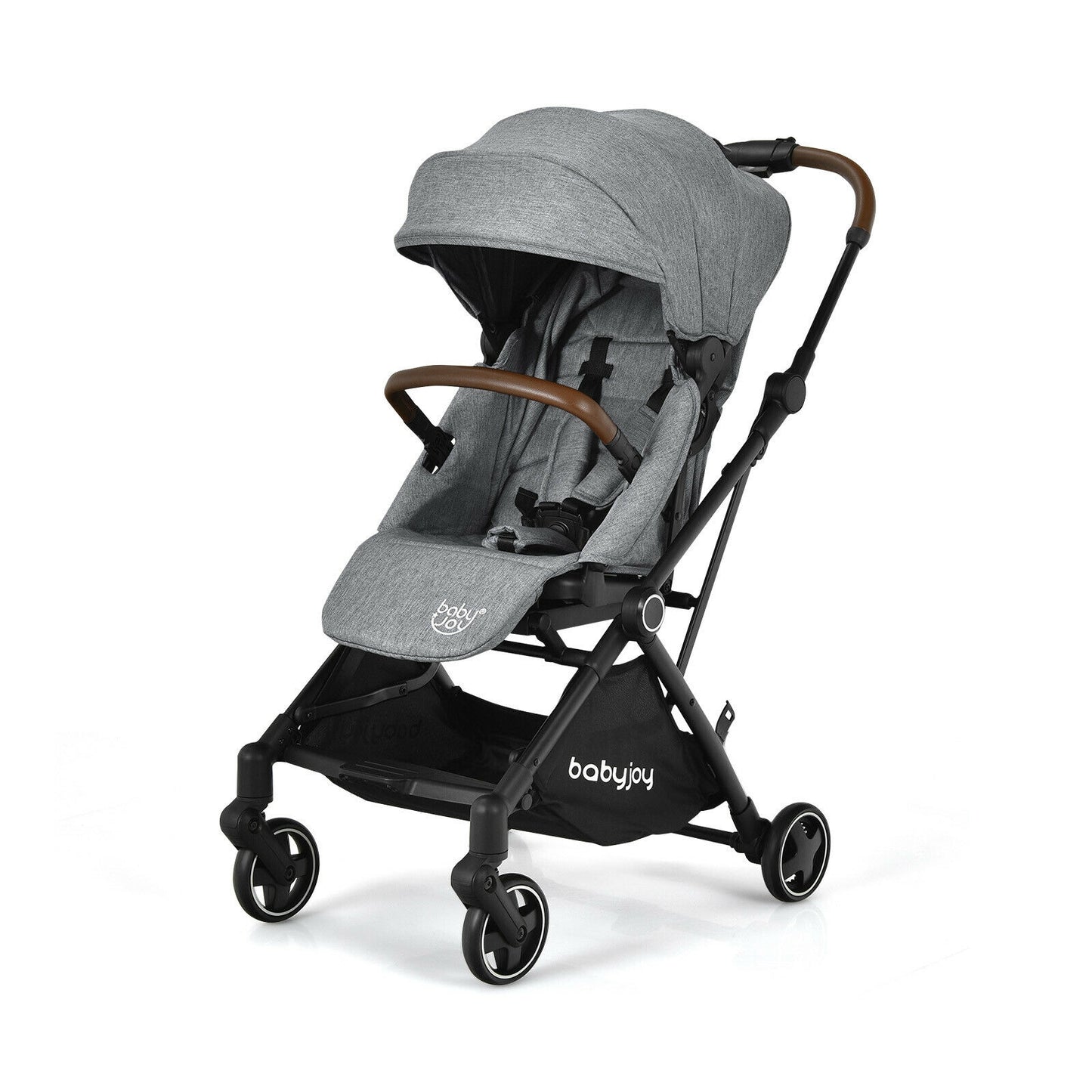 2-in-1 Convertible Aluminum Baby Stroller with Adjustable Canopy-Blue - Gray
