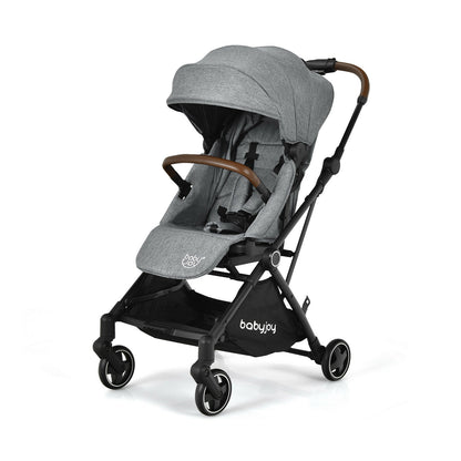 2-in-1 Convertible Aluminum Baby Stroller with Adjustable Canopy-Blue - Gray