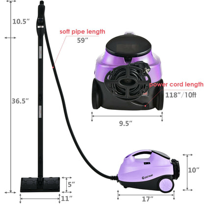 2000W Heavy Duty Multi-purpose Steam Cleaner Mop with Detachable Handheld Unit-Red - Purple