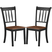 2 Pieces Solid Whitesburg Spindle Back Wood Dining Chairs-Black
