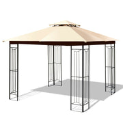 10 x 10 Feet L-Shaped Patio Canopy Gazebo Outdoor 2-Tier Steel Tent-Beige