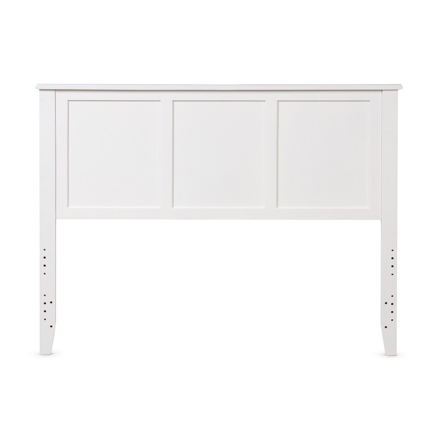Full Wood Headboard Flat Panel with Pre-drilled Holes and Height Adjustment-White
