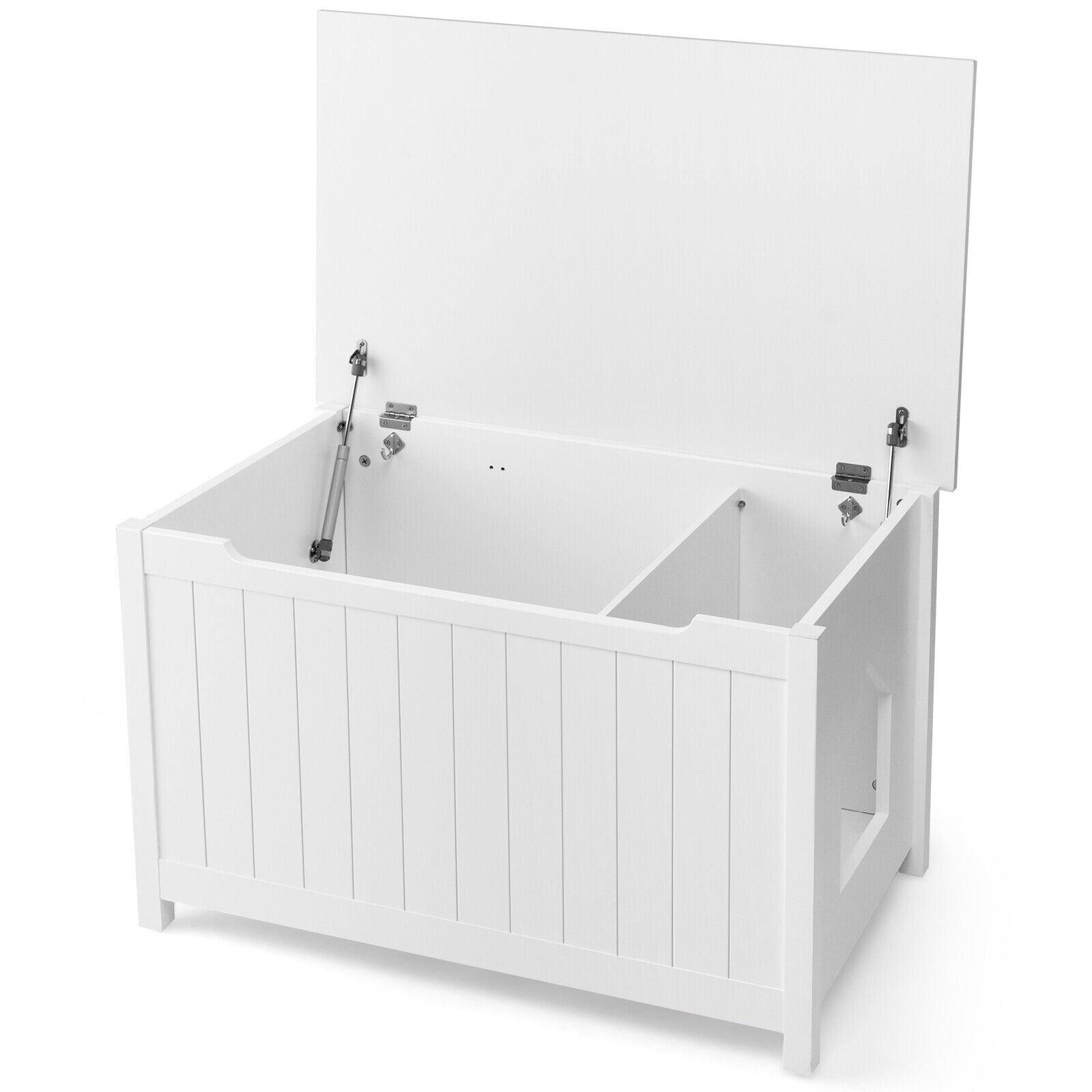Wooden Cat Litter Box Enclosure with Top Opening Side Table Furniture-White