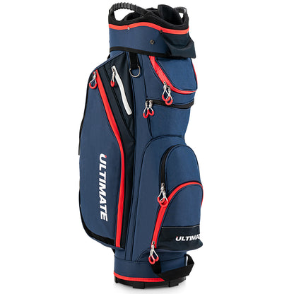 9.5 Inch Golf Cart Bag with 14 Way Dividers Top Organizer-Black - Navy