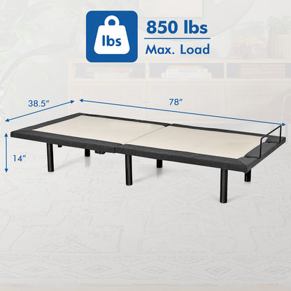 Twin Size Adjustable Bed Base Electric Bed Frame with Massage Modes