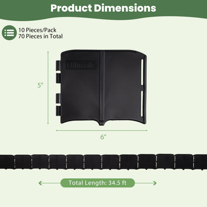 Garden Edging Borders 70-Piece Interlocking No-Dig Set