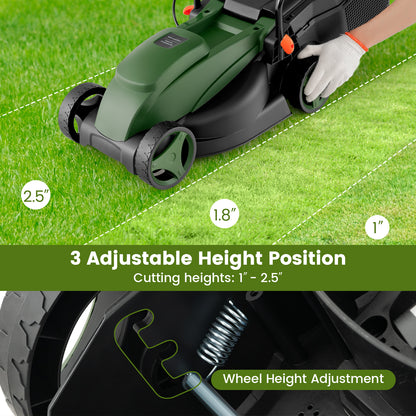 10 AMP 13 Inch Electric Corded Lawn Mower with Collection Box