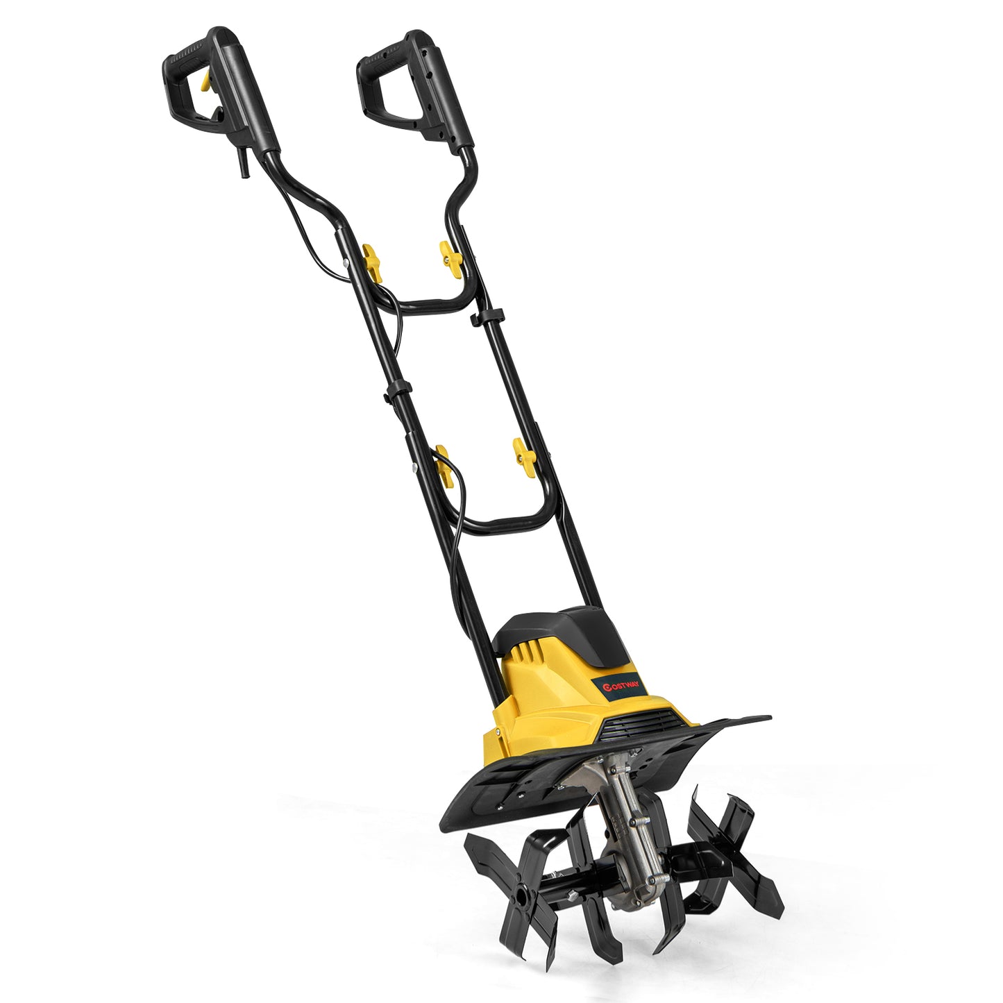 10 Amp Powerful Corded Electric Tiller Cultivator with Safety Lock-Yellow