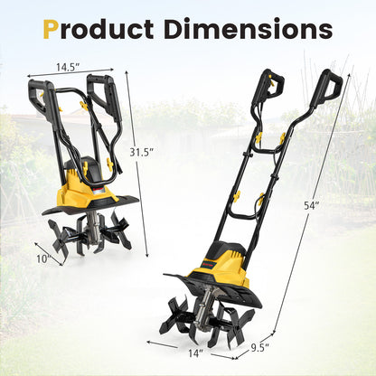 10 Amp Powerful Corded Electric Tiller Cultivator with Safety Lock-Yellow