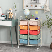 10-Drawer Rolling Storage Cart-Multicolor