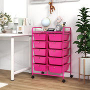 10-Drawer Rolling Storage Cart-Pink