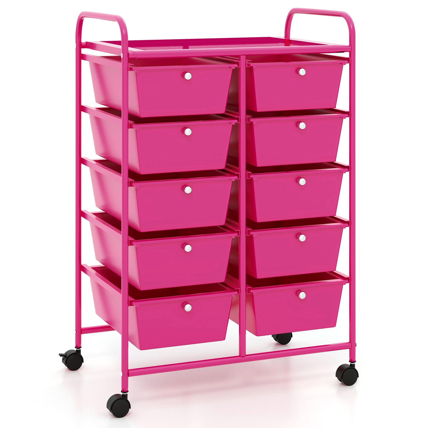10-Drawer Rolling Storage Cart-Purple - Pink