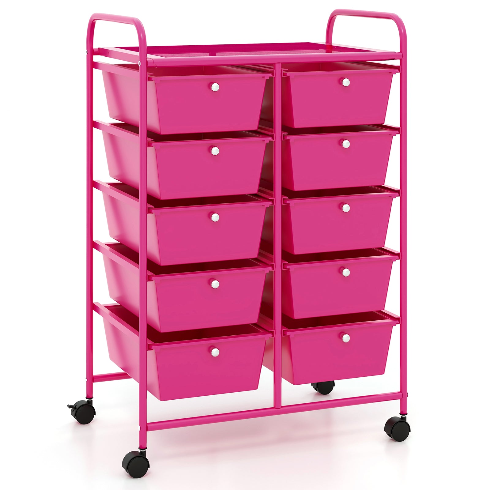 10-Drawer Rolling Storage Cart-Purple - Pink
