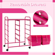 10-Drawer Rolling Storage Cart-Pink