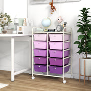10-Drawer Rolling Storage Cart-Purple