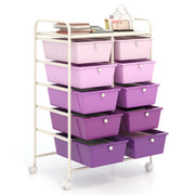 10-Drawer Rolling Storage Cart-Purple