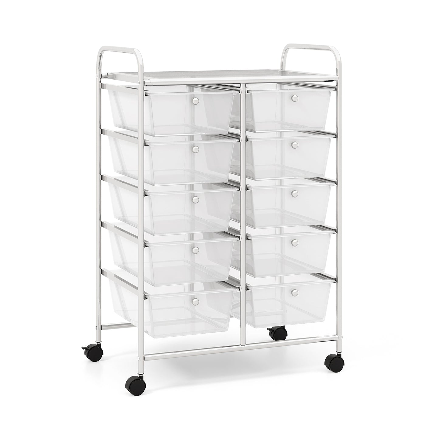 10-Drawer Rolling Storage Cart-Purple - Transparent
