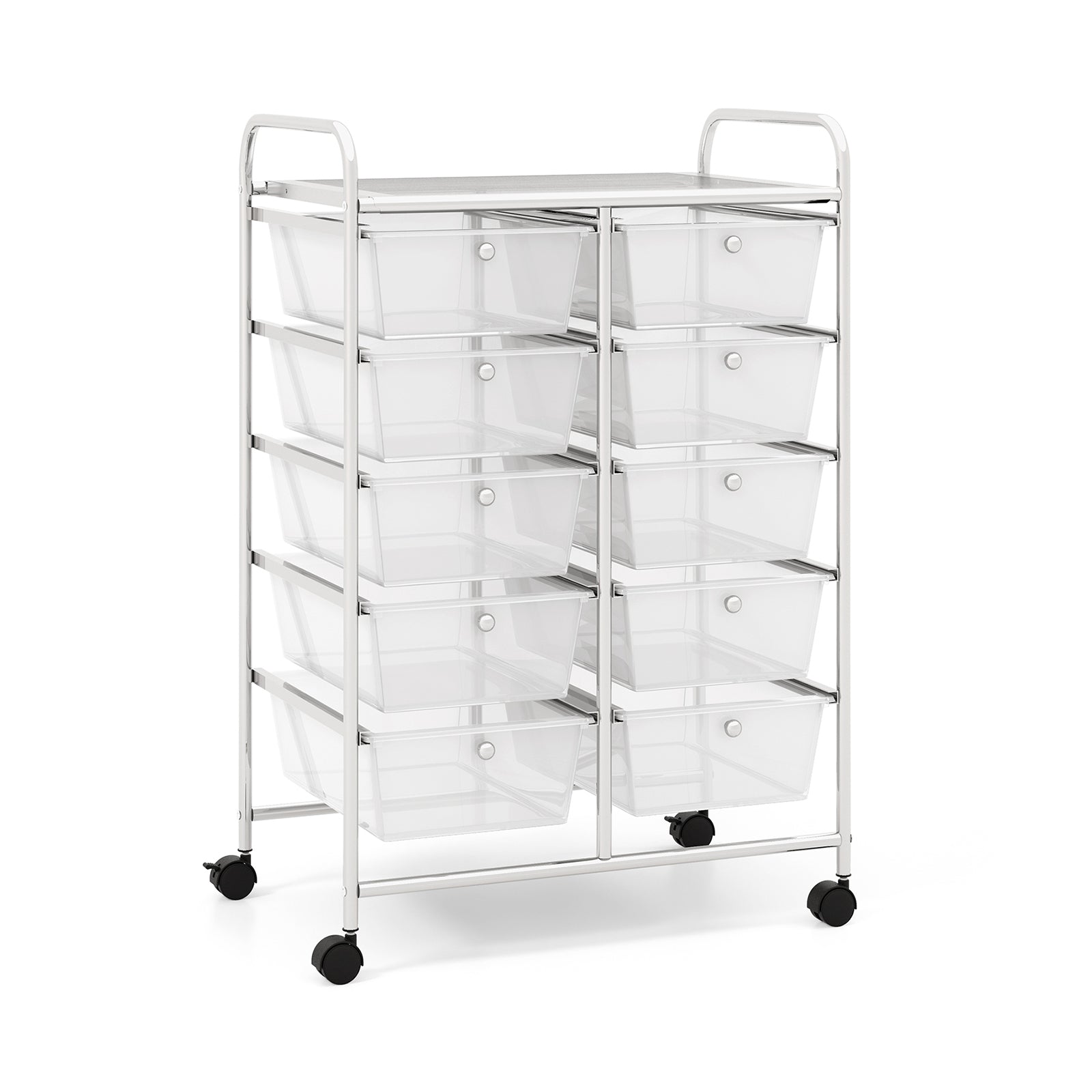 10-Drawer Rolling Storage Cart-Purple - Transparent