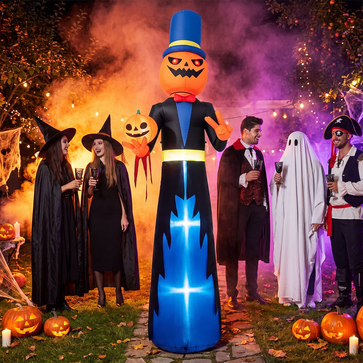 10 FT Animated Halloween Inflatable Pumpkin Gentleman Decoration
