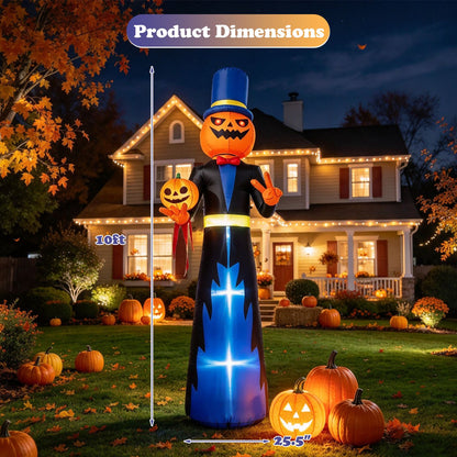10 FT Animated Halloween Inflatable Pumpkin Gentleman Decoration