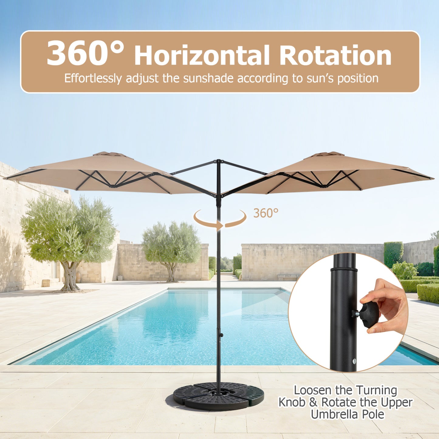 10 FT Cantilever Patio Umbrella with 360° Rotation