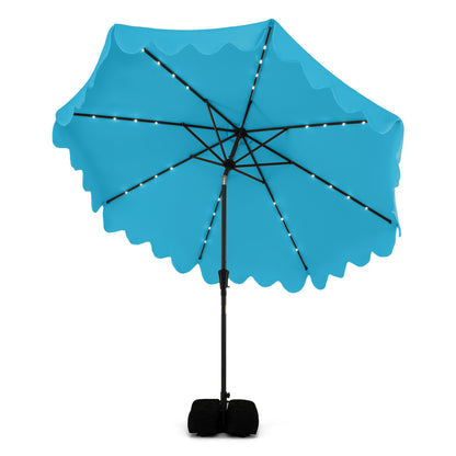 10 FT Outdoor Patio Umbrella with Solar LED Lights and Weighted Base-Turquoise