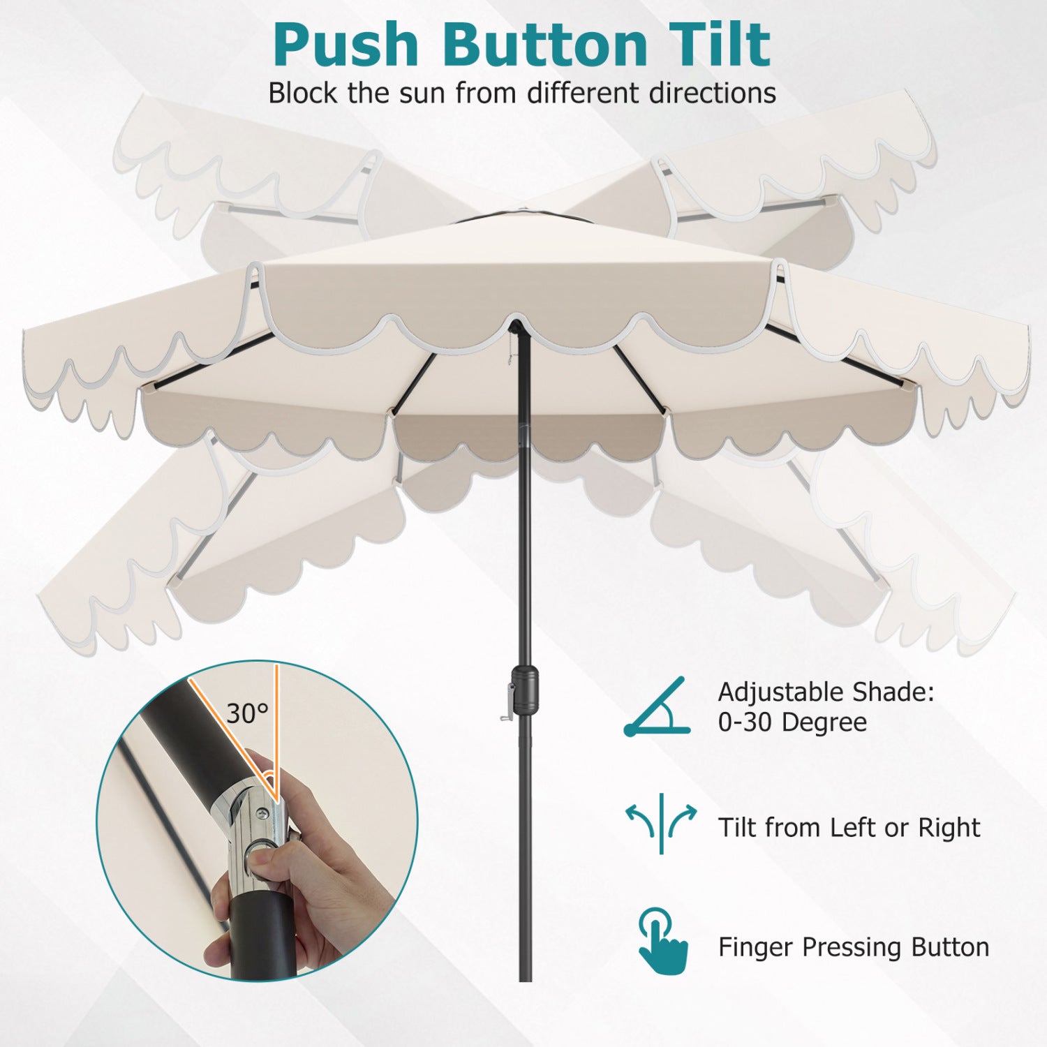 10 FT Patio Umbrella with Push Button Tilt and Crank-Beige