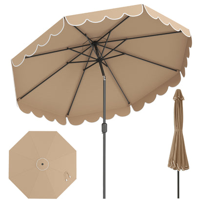 10 FT Patio Umbrella with Push Button Tilt and Crank-Brown