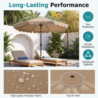 10 FT Patio Umbrella with Push Button Tilt and Crank-Brown