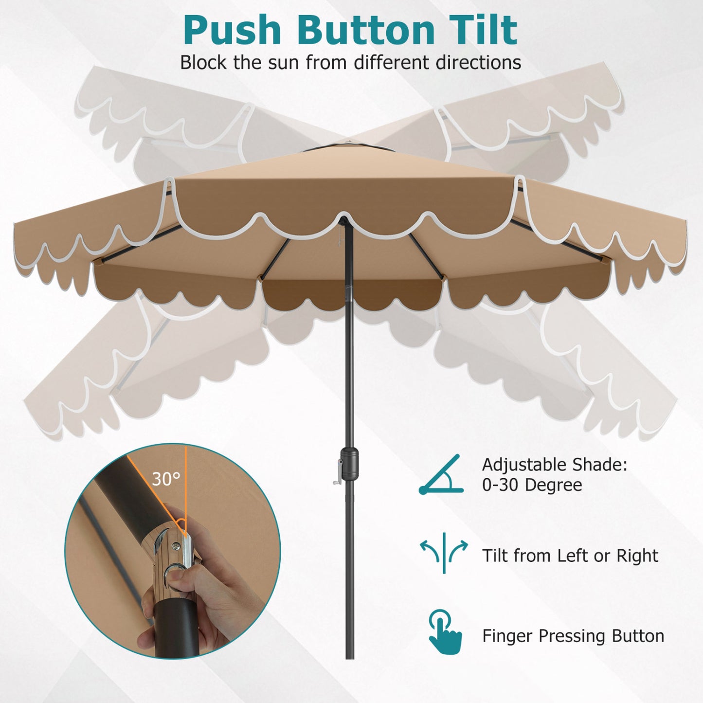 10 FT Patio Umbrella with Push Button Tilt and Crank-Brown