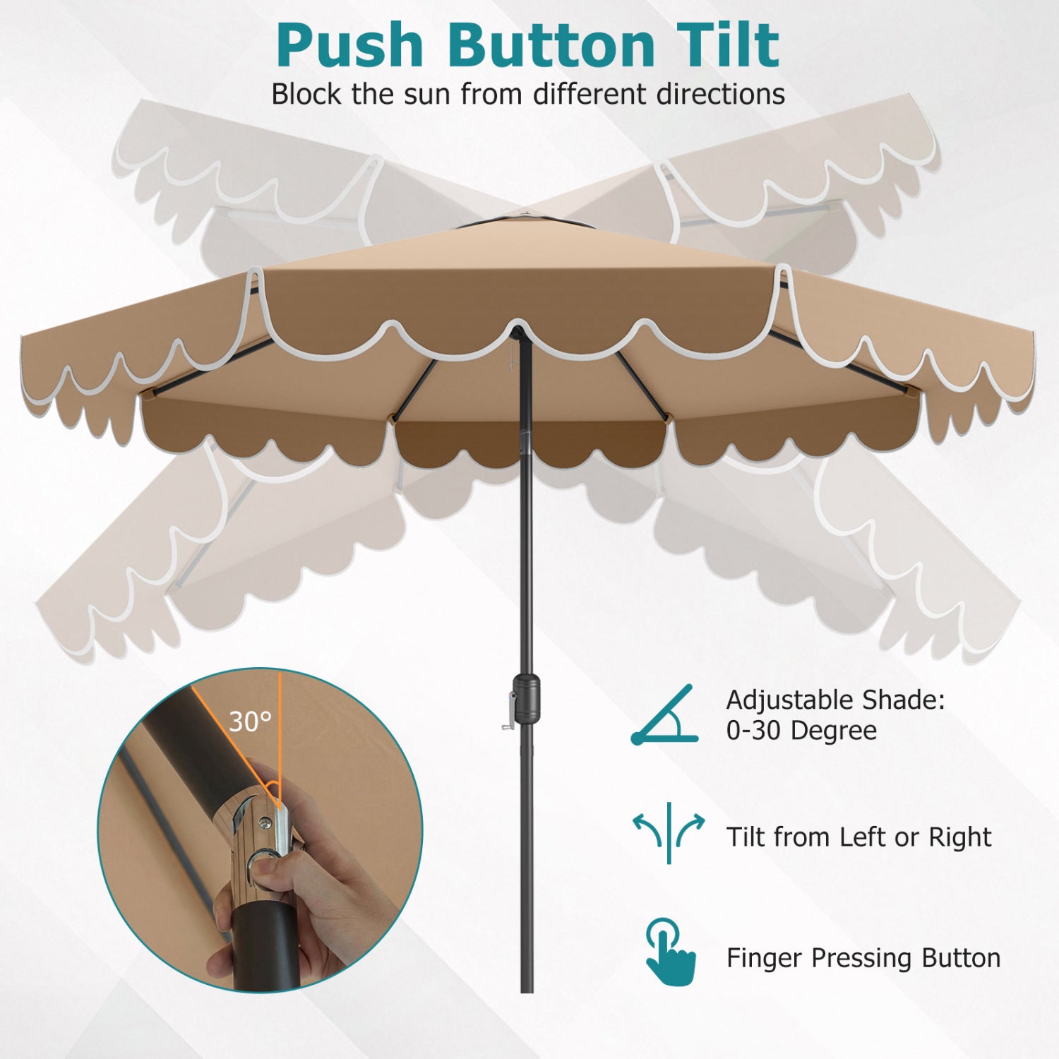 10 FT Patio Umbrella with Push Button Tilt and Crank-Brown