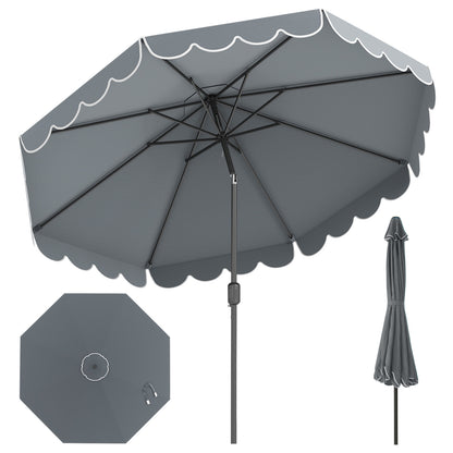 10 FT Patio Umbrella with Push Button Tilt and Crank-Gray