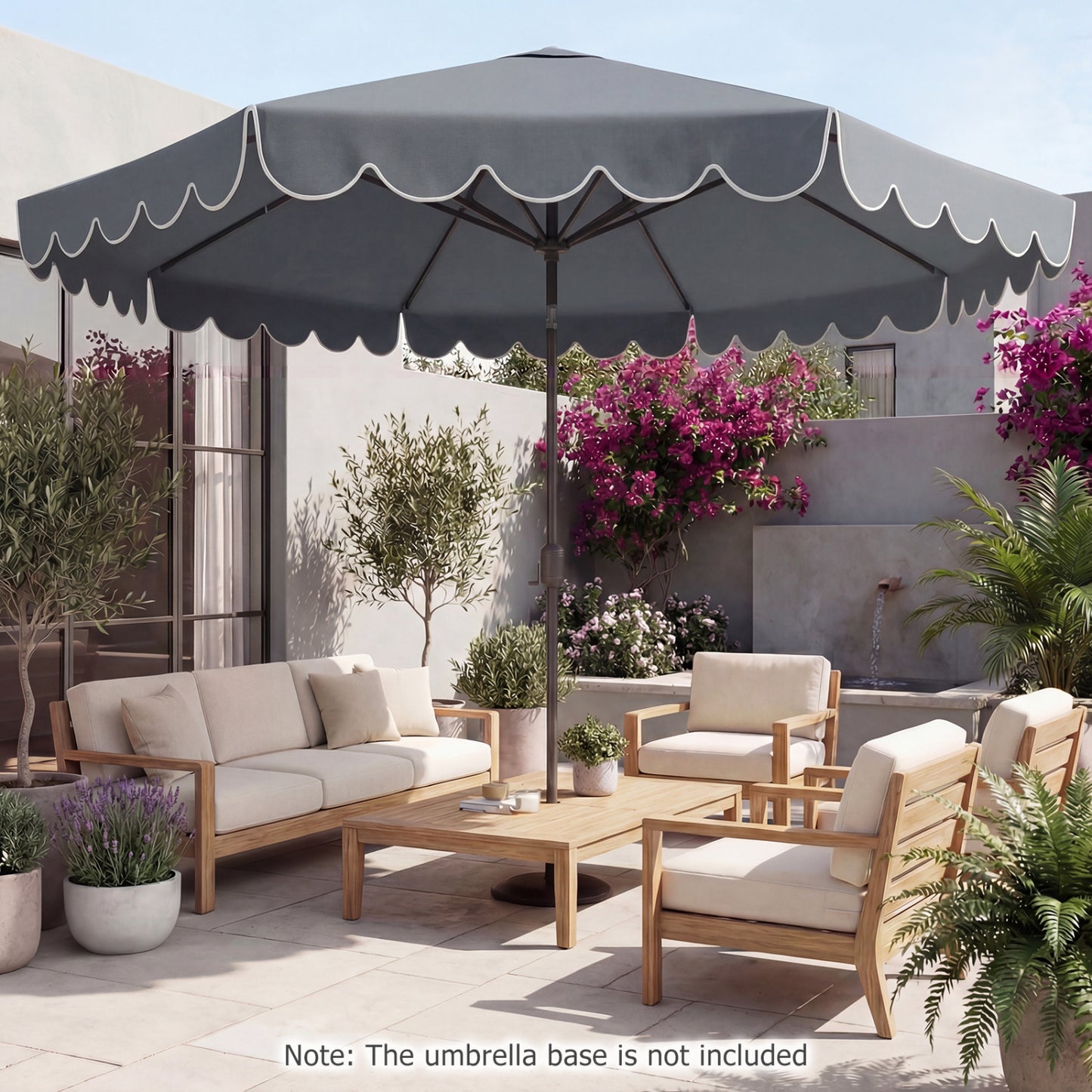10 FT Patio Umbrella with Push Button Tilt and Crank-Gray